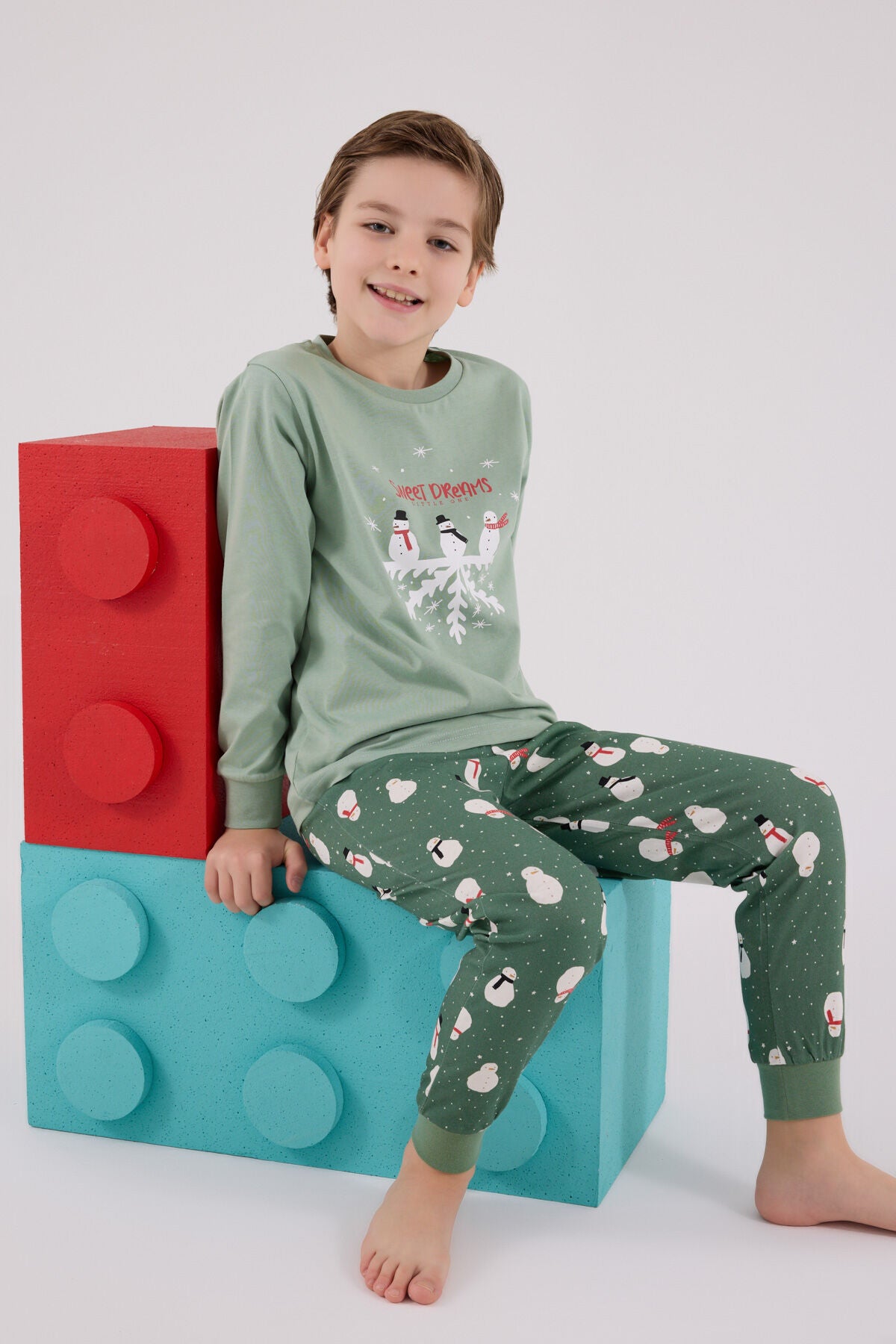 Rolypoly Erkek Çocuk Kýþlýk Regular Fit Yeþil Pijama Takýmý RP3681-C-V2