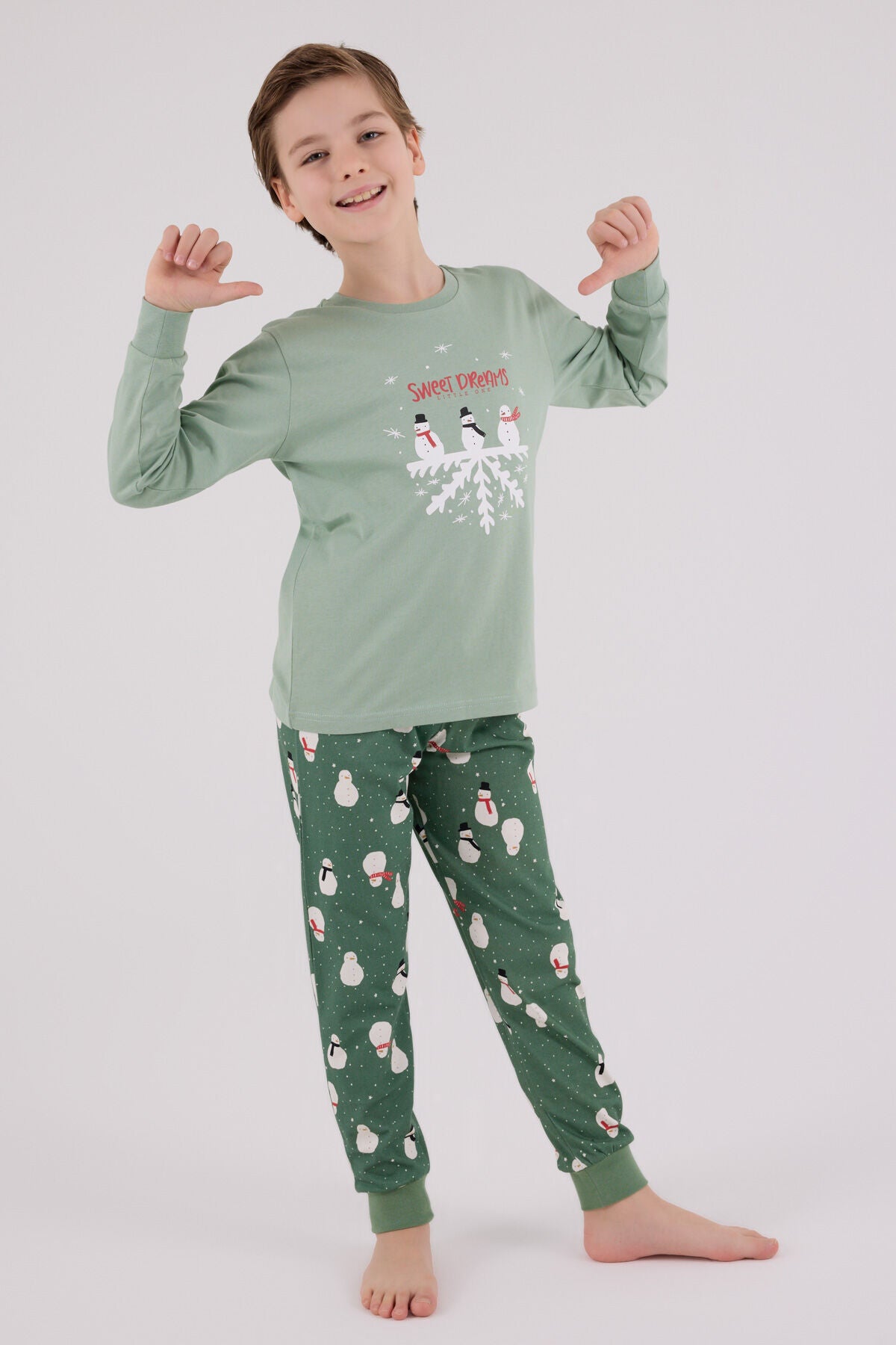 Rolypoly Erkek Çocuk Kýþlýk Regular Fit Yeþil Pijama Takýmý RP3681-C-V2