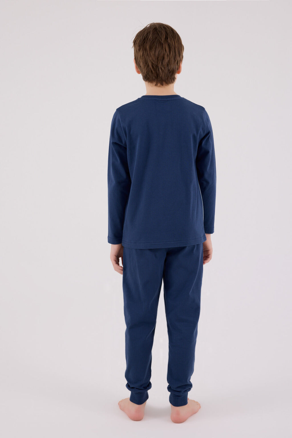 U.S. Polo Assn. Erkek Çocuk Bisiklet Yaka Pigment Baskılı Kışlık Regular Fit Mavi Pijama Takımı US2220-C-V2