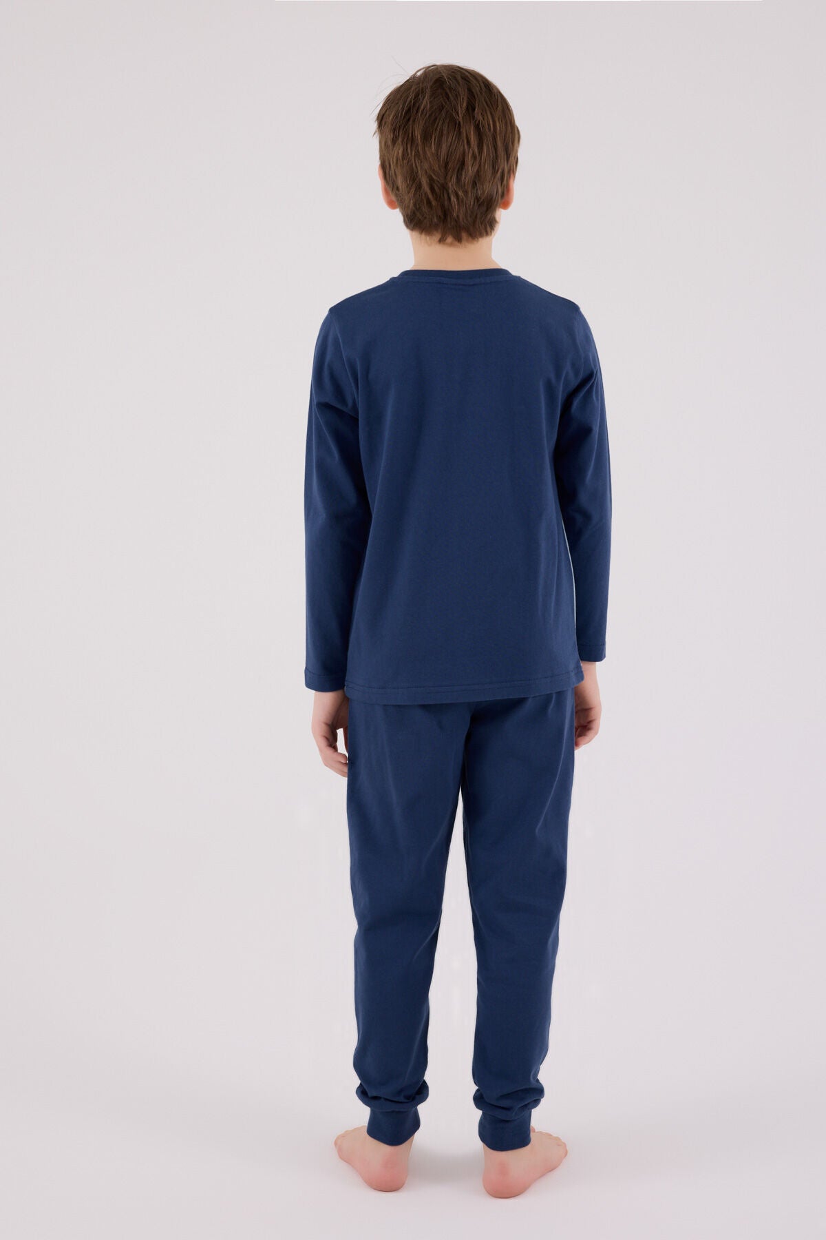 U.S. Polo Assn. Erkek Çocuk Bisiklet Yaka Pigment Baskılı Kışlık Regular Fit Mavi Pijama Takımı US2220-C-V2