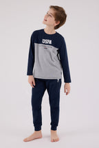 U.S. Polo Assn. Erkek Çocuk Bisiklet Yaka Pigment Baskılı Kışlık Regular Fit Lacivert Pijama Takımı US2220-C-V1