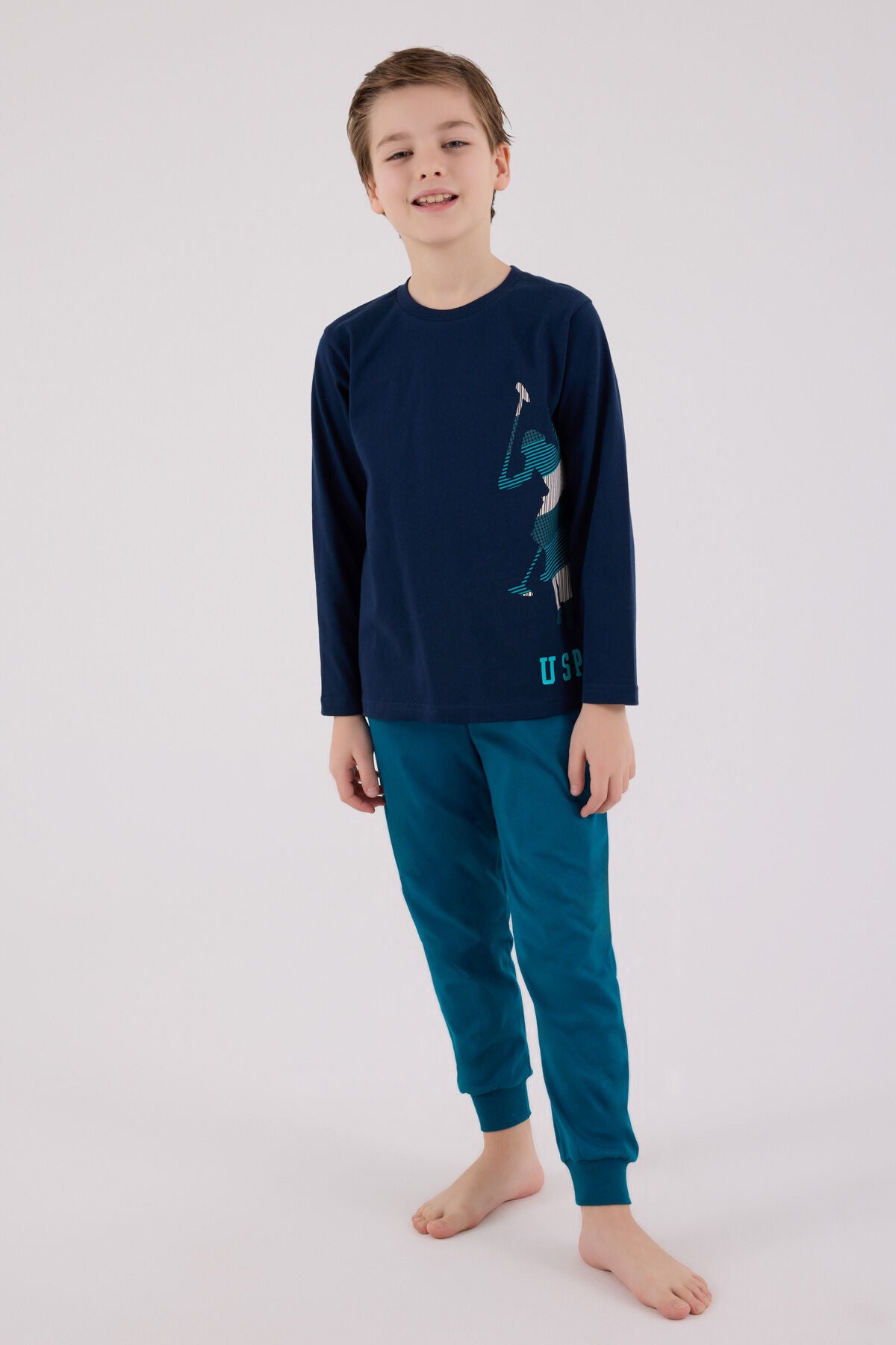 U.S. Polo Assn. Erkek Çocuk Kışlık Regular Fit Lacivert Pijama Takımı US2226-C-V2 Ürün ikincil görseli
