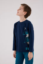 U.S. Polo Assn. Erkek Çocuk Kışlık Regular Fit Lacivert Pijama Takımı US2226-C-V2