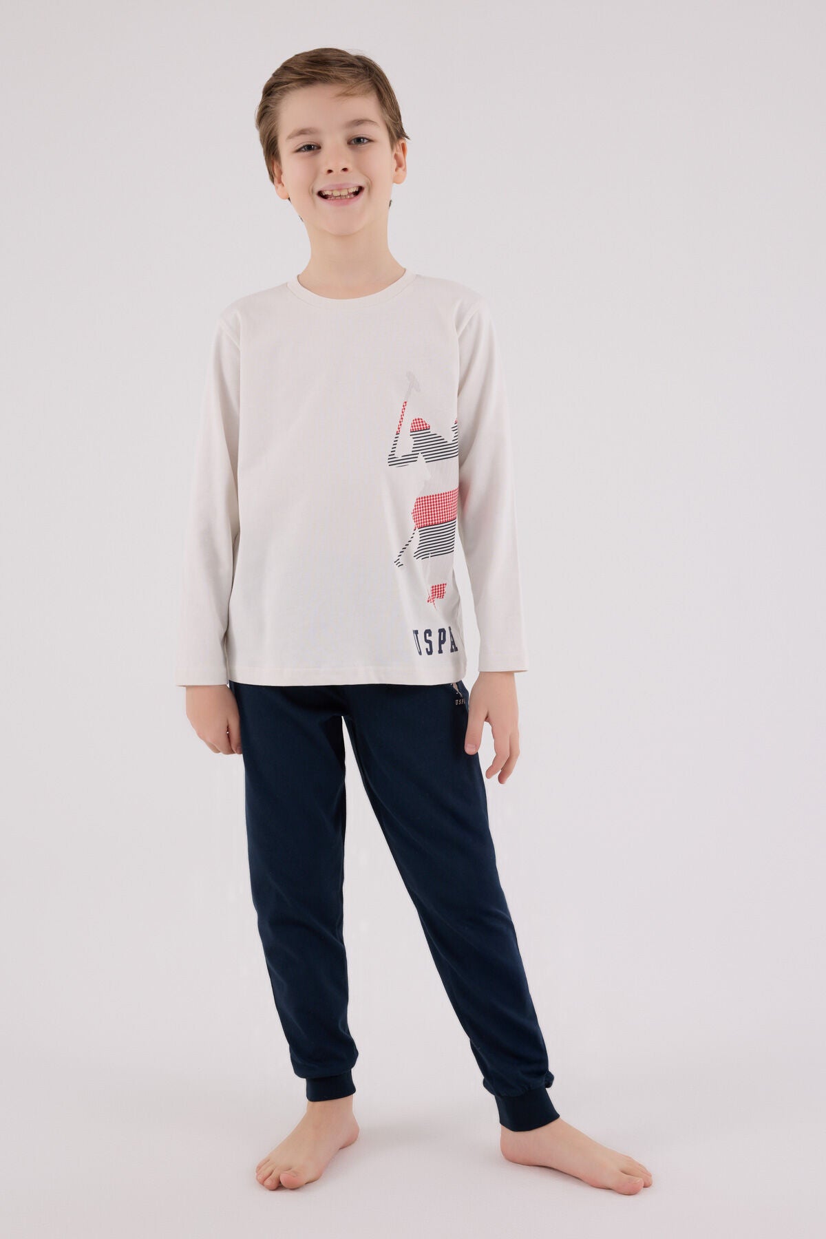 U.S. Polo Assn. Erkek Çocuk Kışlık Regular Fit Gri Pijama Takımı US2226-C-V1 Ürün ana görseli