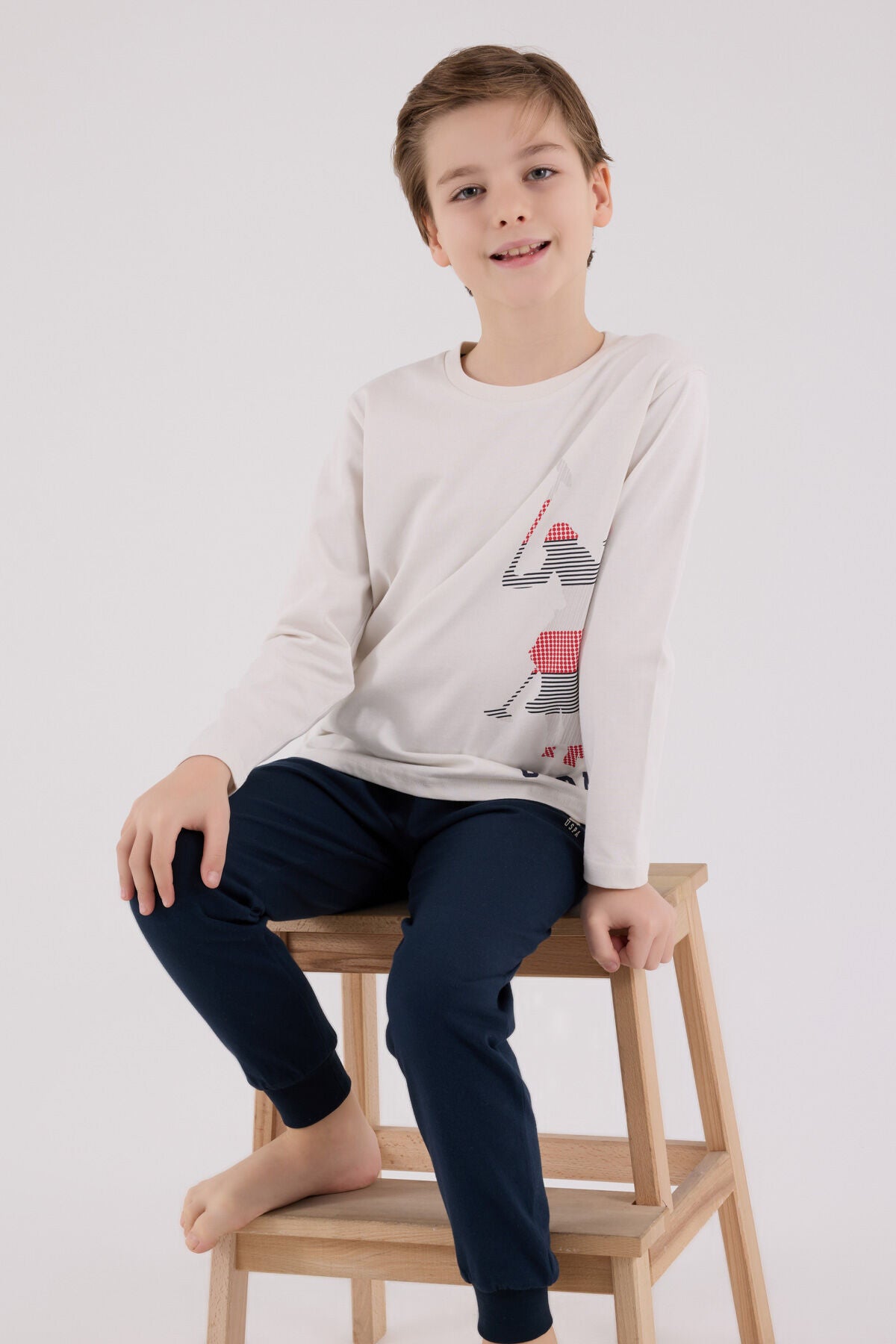 U.S. Polo Assn. Erkek Çocuk Kışlık Regular Fit Gri Pijama Takımı US2226-C-V1
