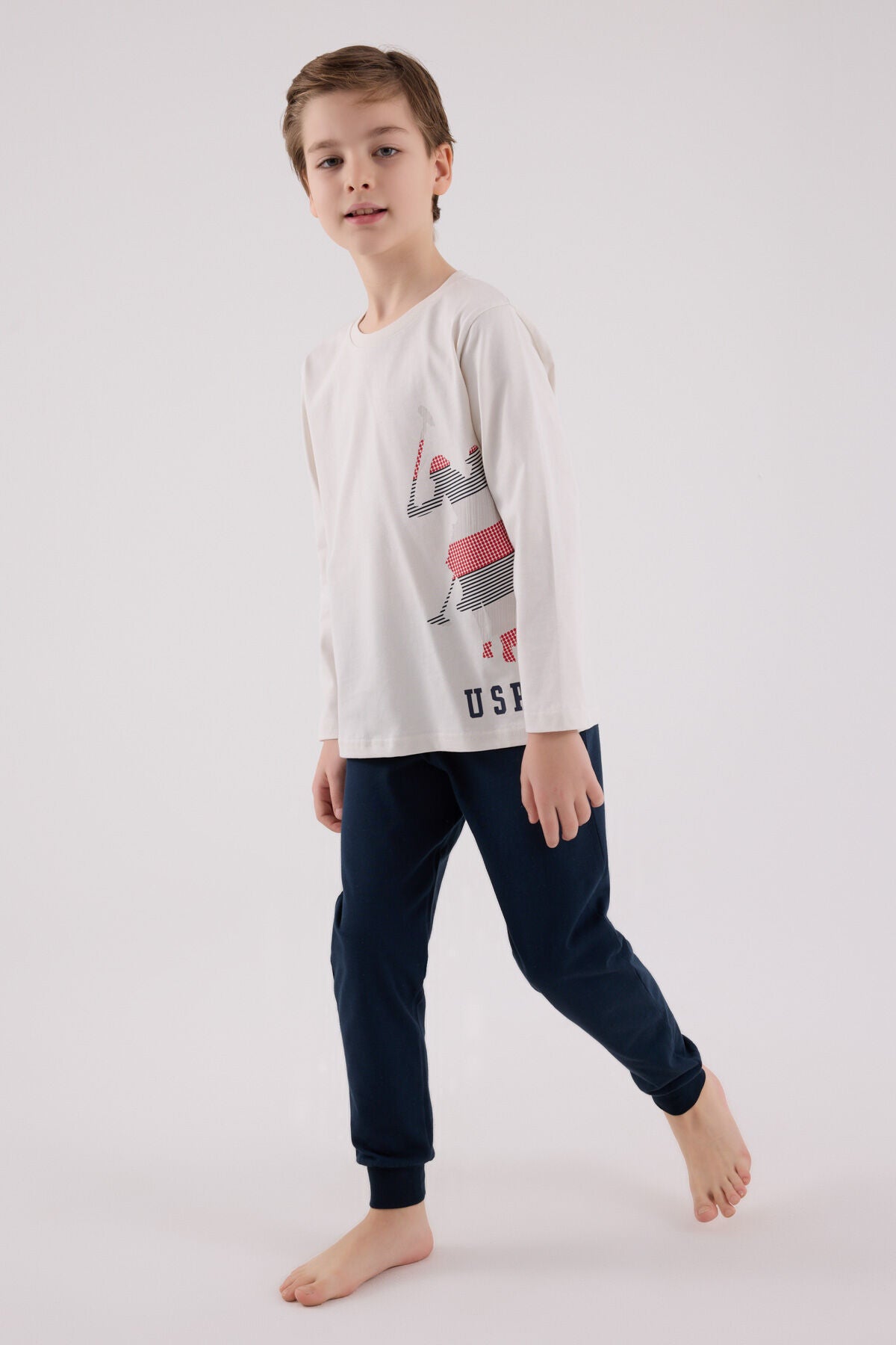 U.S. Polo Assn. Erkek Çocuk Kışlık Regular Fit Gri Pijama Takımı US2226-C-V1
