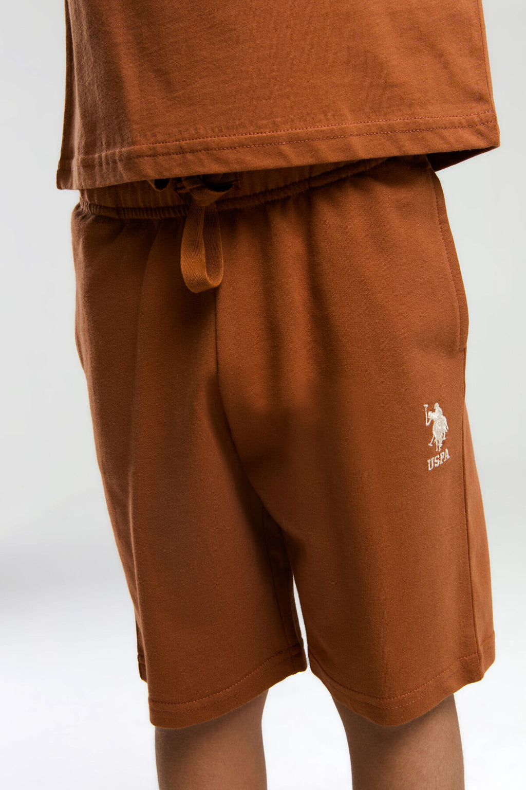 U.S. Polo Assn. Erkek Çocuk Kahverengi Bermuda Takım