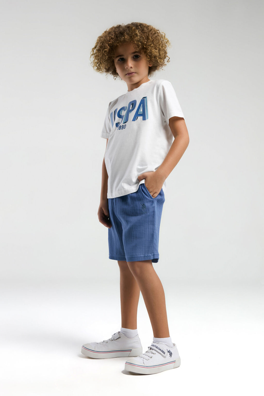 U.S. Polo Assn. Erkek Çocuk Beyaz Bermuda Takım
