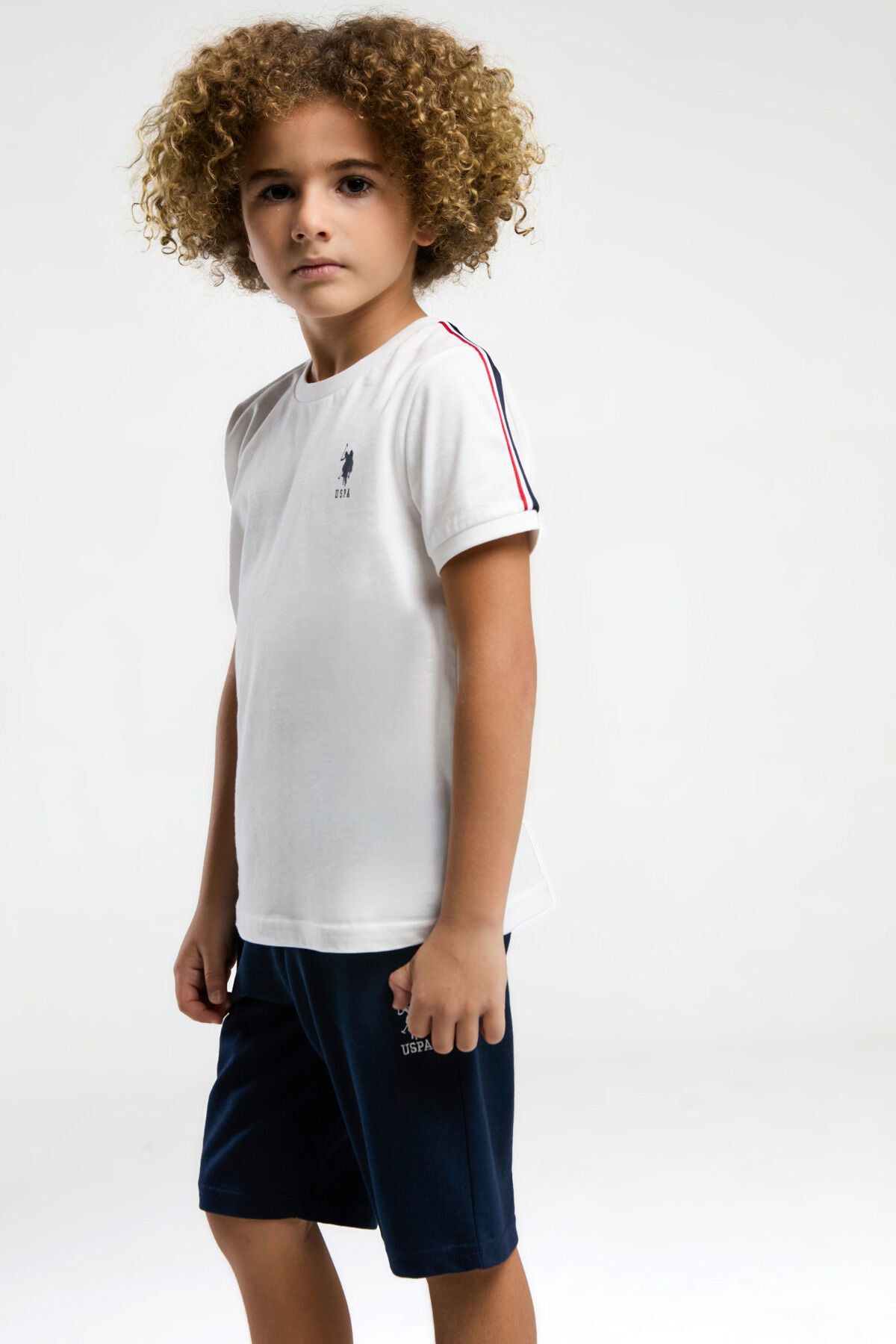 U.S. Polo Assn. Erkek Çocuk Beyaz Bermuda Takım