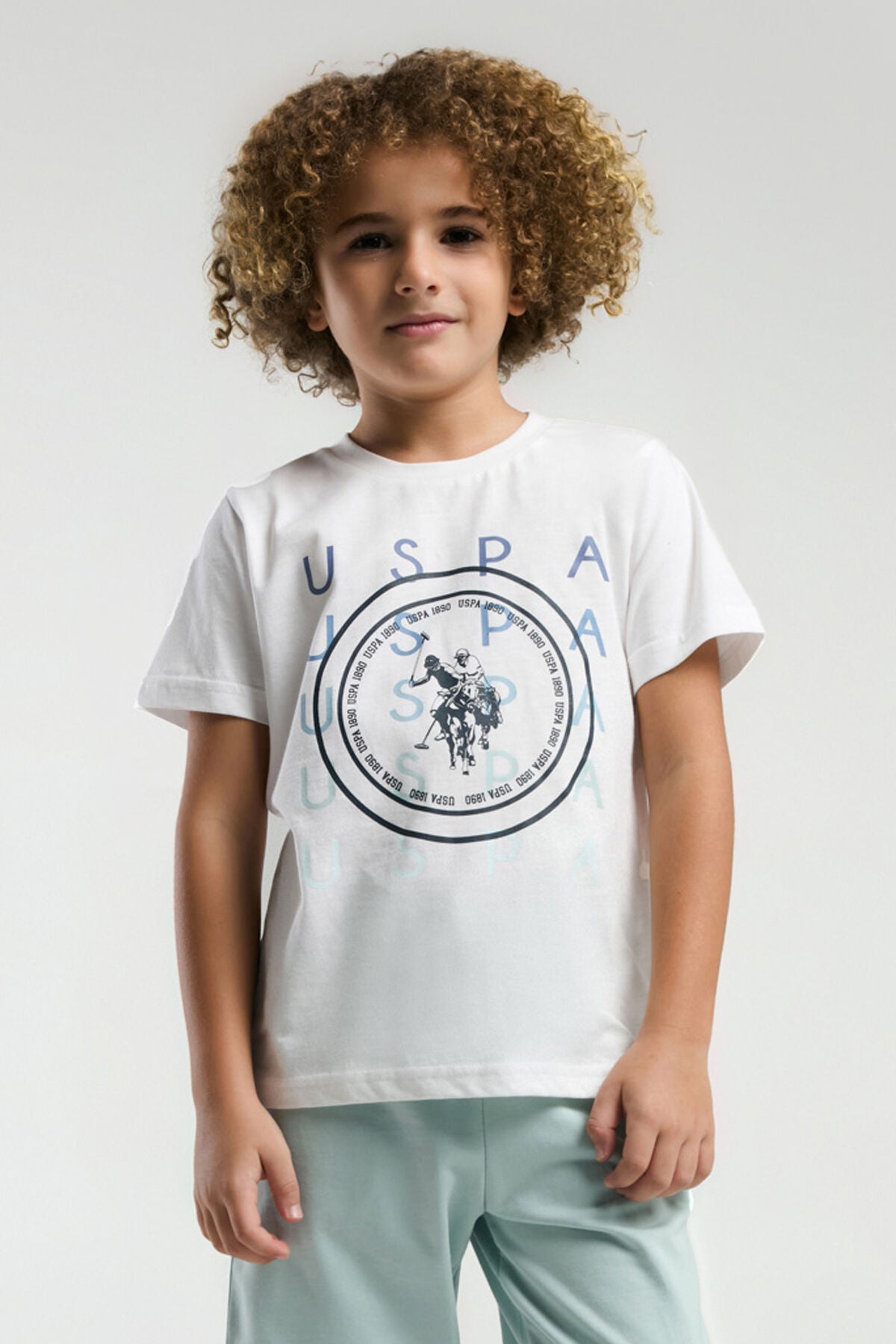 U.S. Polo Assn. Erkek Çocuk Beyaz Bermuda Takım