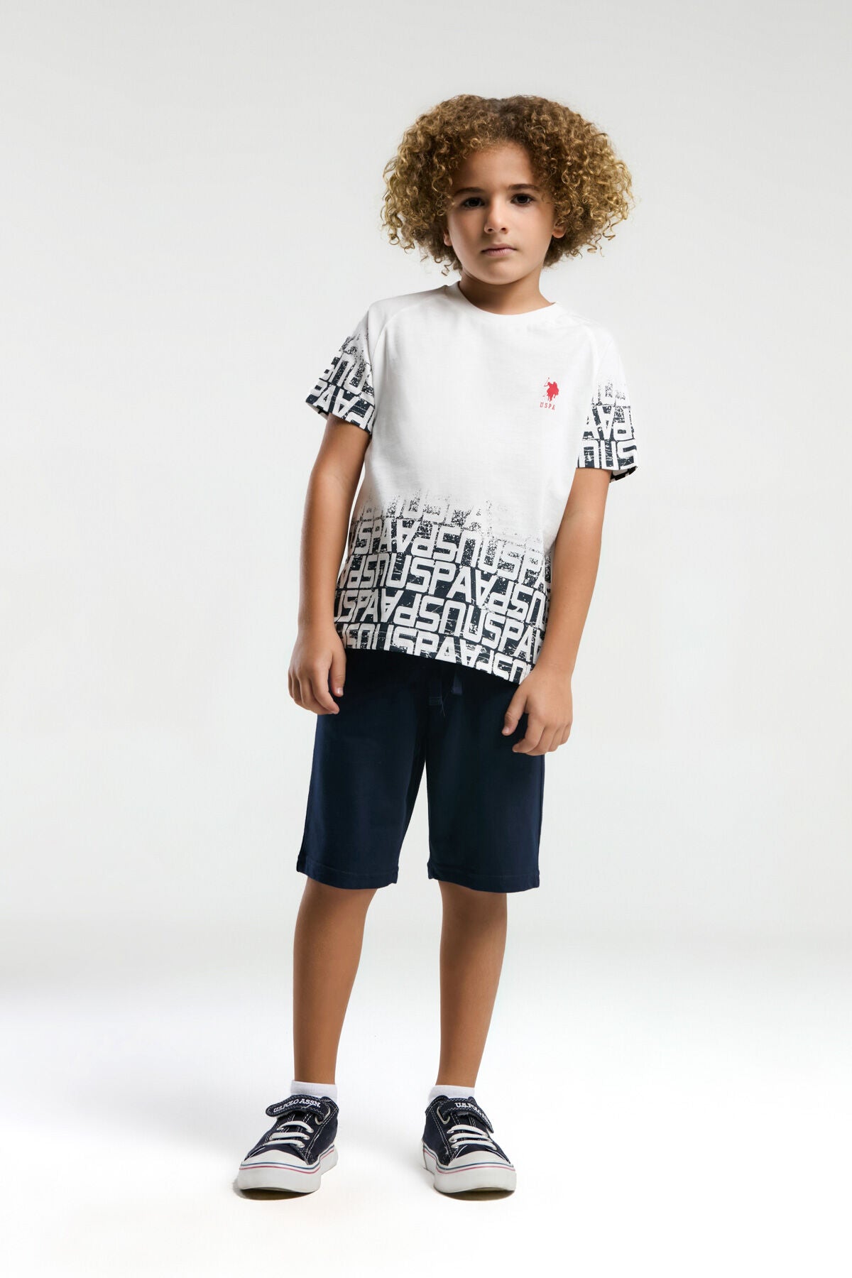 U.S. Polo Assn. Erkek Çocuk Beyaz Bermuda Takım