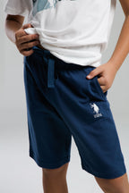 U.S. Polo Assn. Erkek Çocuk Bisiklet Yaka Pigment Baskılı Yazlık Regular Fit Beyaz Bermuda Takım US2012-C-V2