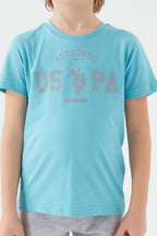 U.S. Polo Assn. Erkek Çocuk Bisiklet Yaka Pigment Baskılı Yazlık Regular Fit Mavi Bermuda Takım US1390-C-V1