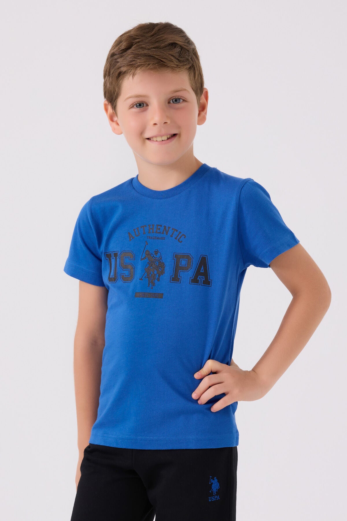 U.S. Polo Assn. Erkek Çocuk Bisiklet Yaka Pigment Baskılı Yazlık Regular Fit Mavi Bermuda Takım US1390-C-V5 Ürün ikincil görseli
