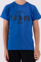 U.S. Polo Assn. Erkek Çocuk Bisiklet Yaka Pigment Baskılı Yazlık Regular Fit Mavi Bermuda Takım US1390-C-V5