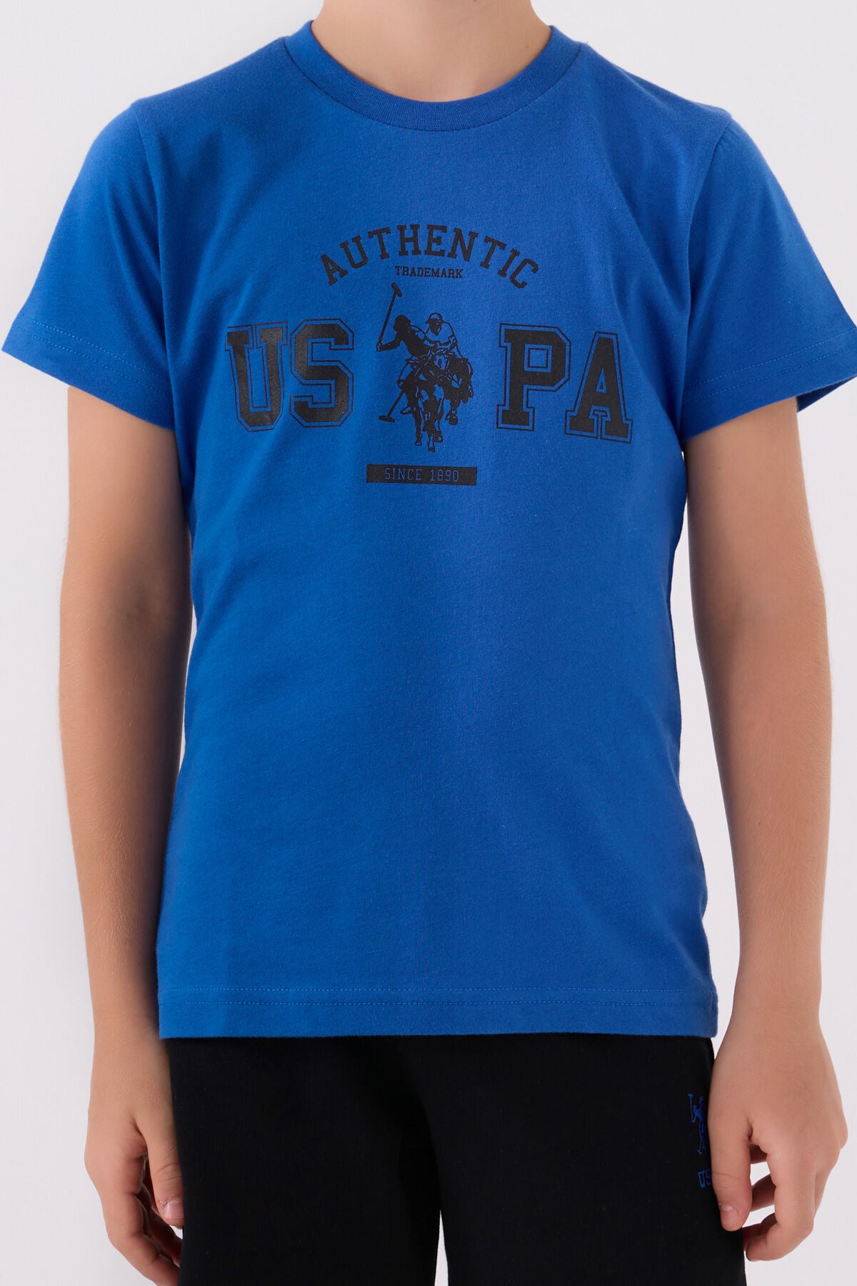 U.S. Polo Assn. Erkek Çocuk Bisiklet Yaka Pigment Baskılı Yazlık Regular Fit Mavi Bermuda Takım US1390-C-V5
