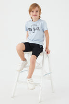 U.S. Polo Assn. Erkek Çocuk Bisiklet Yaka Pigment Baskılı Yazlık Regular Fit Gri Bermuda Takım US1390-C-V2
