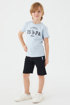 U.S. Polo Assn. Erkek Çocuk Bisiklet Yaka Pigment Baskılı Yazlık Regular Fit Gri Bermuda Takım US1390-C-V2