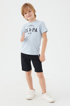 U.S. Polo Assn. Erkek Çocuk Bisiklet Yaka Pigment Baskılı Yazlık Regular Fit Gri Bermuda Takım US1390-C-V2