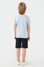 U.S. Polo Assn. Erkek Çocuk Bisiklet Yaka Pigment Baskılı Yazlık Regular Fit Gri Bermuda Takım US1390-C-V2