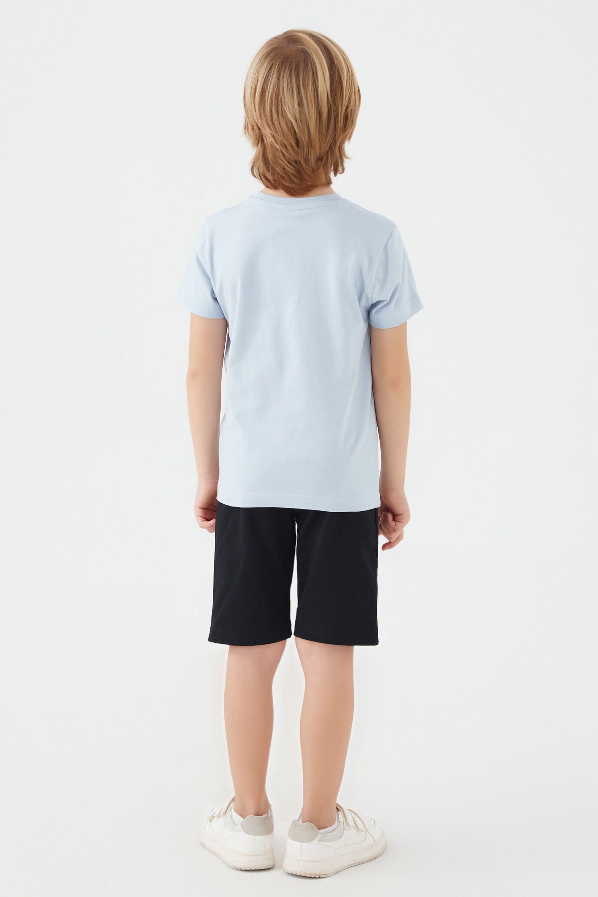 U.S. Polo Assn. Erkek Çocuk Bisiklet Yaka Pigment Baskılı Yazlık Regular Fit Gri Bermuda Takım US1390-C-V2