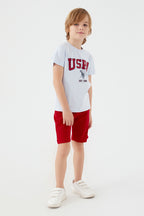 U.S. Polo Assn. Erkek Çocuk Bisiklet Yaka Pigment Baskılı Yazlık Regular Fit Mavi Bermuda Takım US1368-C-V3