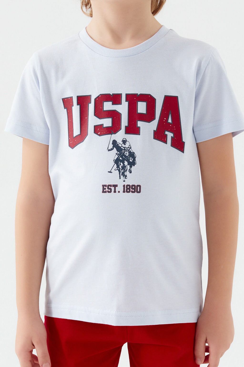 U.S. Polo Assn. Erkek Çocuk Bisiklet Yaka Pigment Baskılı Yazlık Regular Fit Mavi Bermuda Takım US1368-C-V3