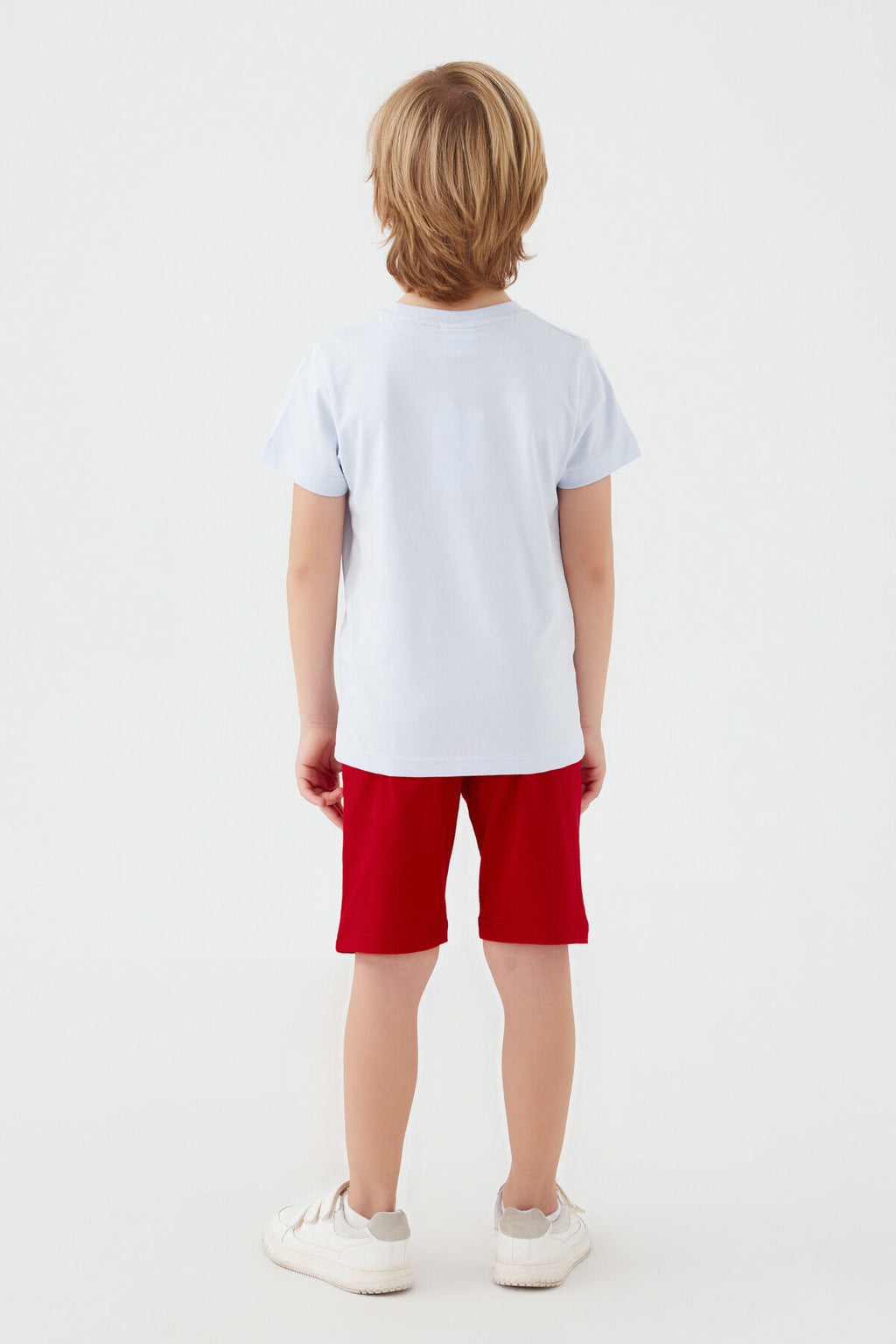 U.S. Polo Assn. Erkek Çocuk Bisiklet Yaka Pigment Baskılı Yazlık Regular Fit Mavi Bermuda Takım US1368-C-V3