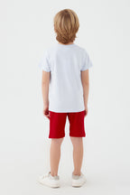 U.S. Polo Assn. Erkek Çocuk Bisiklet Yaka Pigment Baskılı Yazlık Regular Fit Mavi Bermuda Takım US1368-C-V3