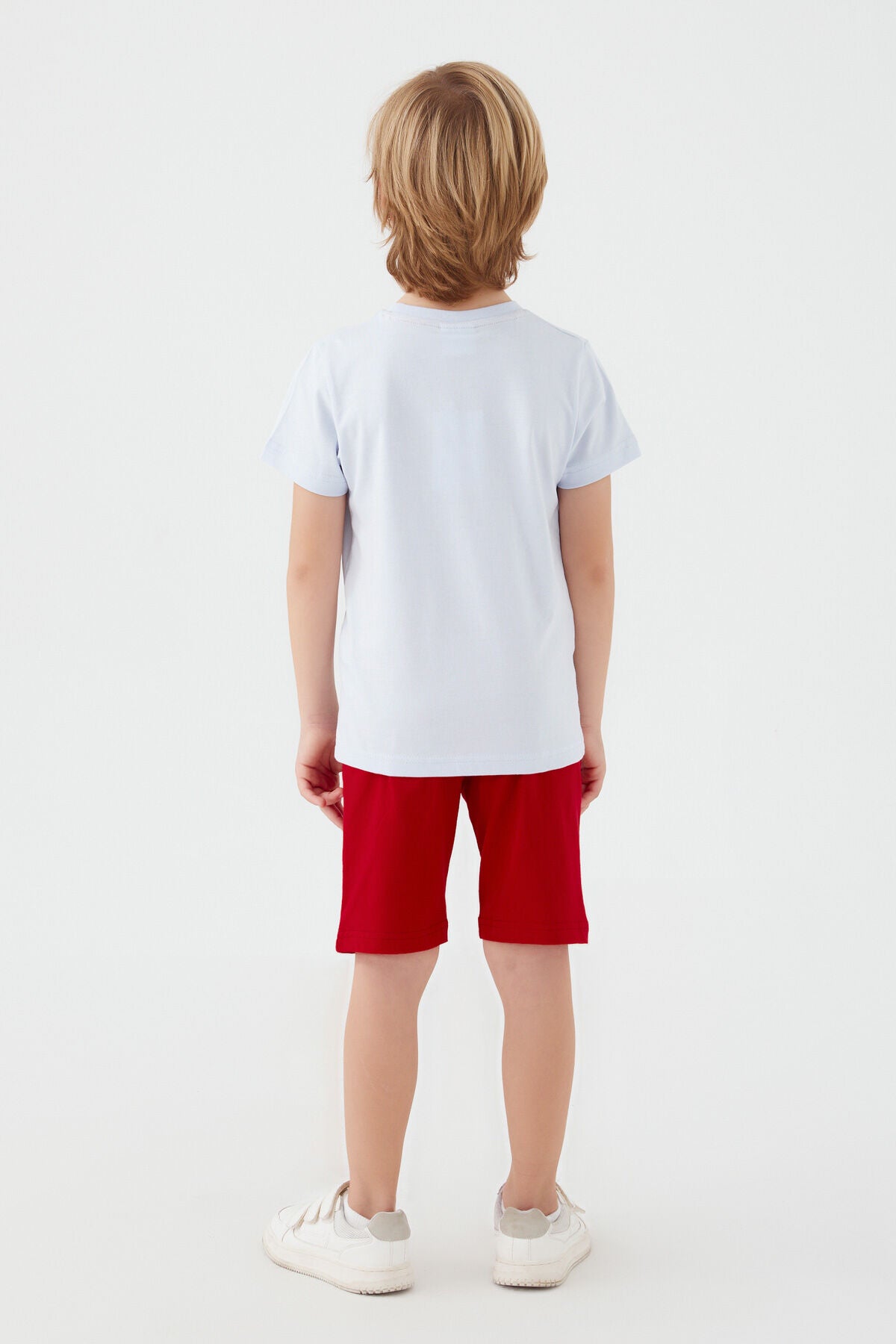 U.S. Polo Assn. Erkek Çocuk Bisiklet Yaka Pigment Baskılı Yazlık Regular Fit Mavi Bermuda Takım US1368-C-V3