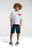 U.S. Polo Assn. Erkek Çocuk Bisiklet Yaka Pigment Baskılı Yazlık Regular Fit Gri Bermuda Takım US2055-C-V2