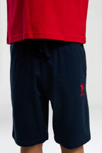 U.S. Polo Assn. Erkek Çocuk Bisiklet Yaka Pigment Baskılı Yazlık Regular Fit Kırmızı Bermuda Takım US2011-C-V1
