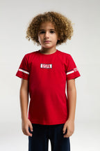 U.S. Polo Assn. Erkek Çocuk Bisiklet Yaka Pigment Baskılı Yazlık Regular Fit Kırmızı Bermuda Takım US2011-C-V1
