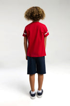 U.S. Polo Assn. Erkek Çocuk Bisiklet Yaka Pigment Baskılı Yazlık Regular Fit Kırmızı Bermuda Takım US2011-C-V1