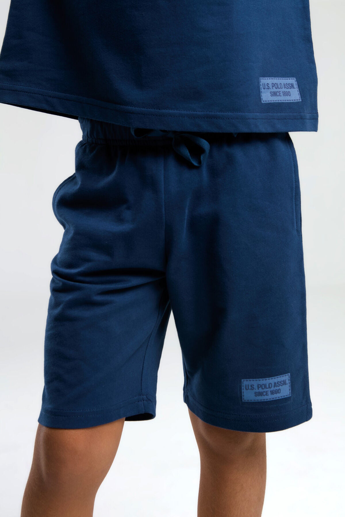 U.S. Polo Assn. Erkek Çocuk Bisiklet Yaka Pigment Baskılı Yazlık Regular Fit Mavi Bermuda Takım US2035-C-V1