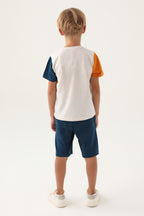U.S. Polo Assn. Erkek Çocuk Bisiklet Yaka Pigment Baskılı Yazlık Regular Fit Krem Bermuda Takım US1715-C-V2
