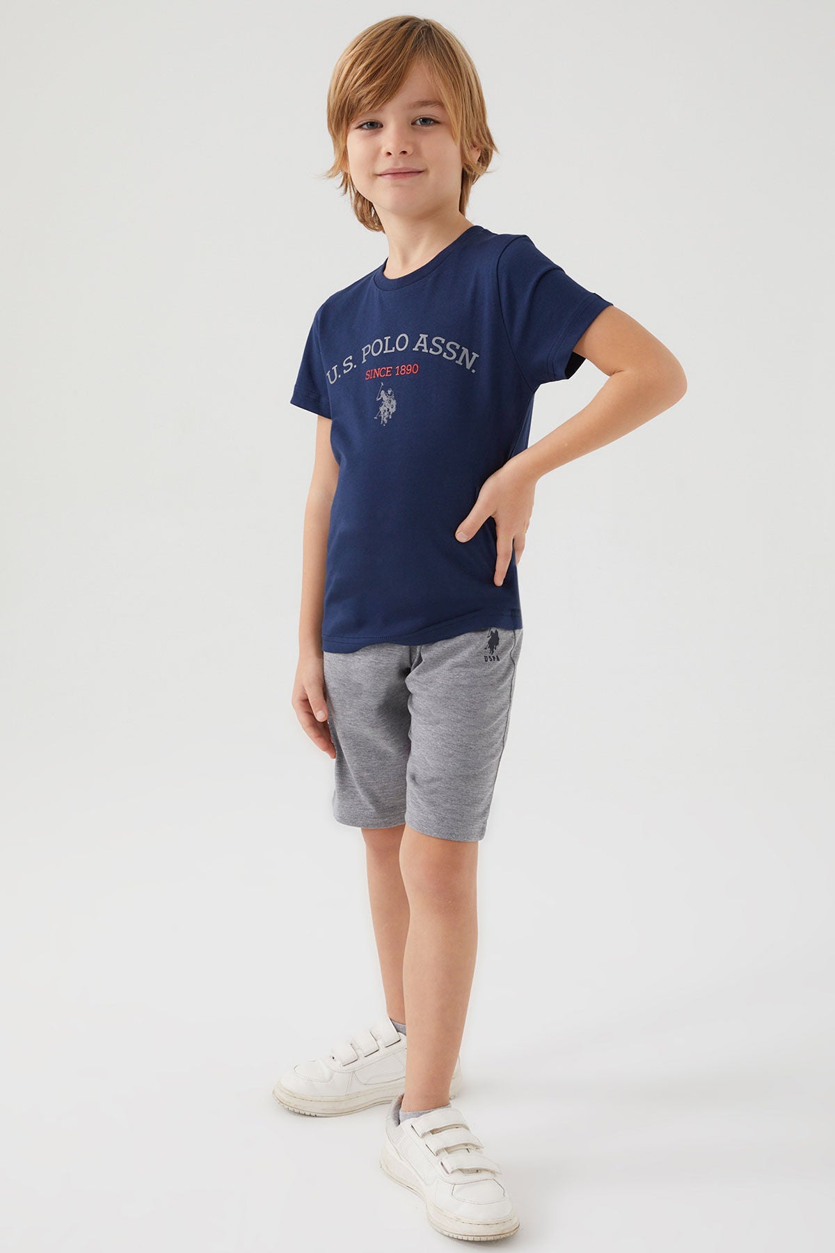 U.S. Polo Assn. Erkek Çocuk Bisiklet Yaka Pigment Baskılı Yazlık Regular Fit Lacivert Bermuda Takım US1369-C-V3 Ürün ana görseli