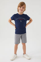 U.S. Polo Assn. Erkek Çocuk Bisiklet Yaka Pigment Baskılı Yazlık Regular Fit Lacivert Bermuda Takım US1369-C-V3