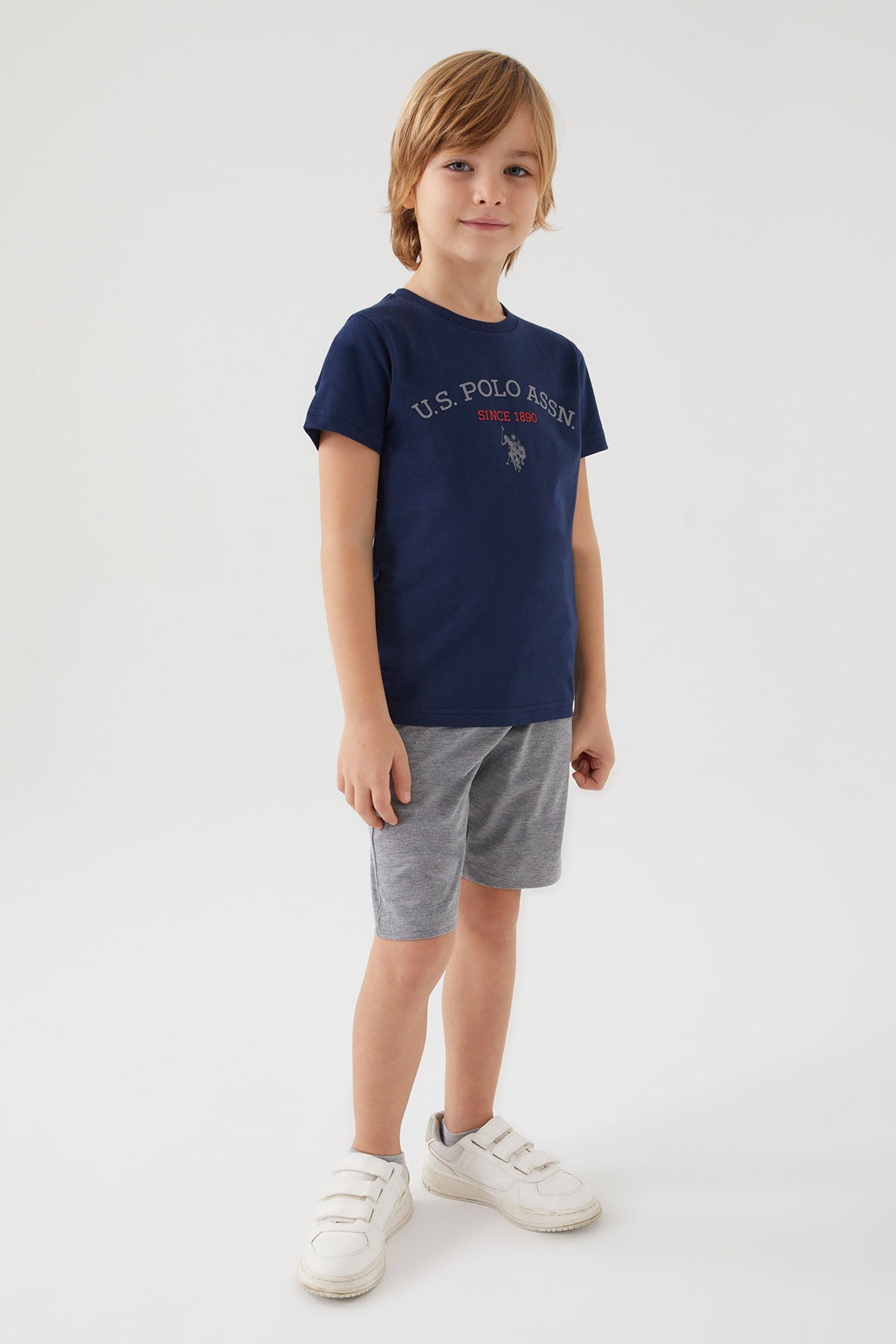 U.S. Polo Assn. Erkek Çocuk Bisiklet Yaka Pigment Baskılı Yazlık Regular Fit Lacivert Bermuda Takım US1369-C-V3