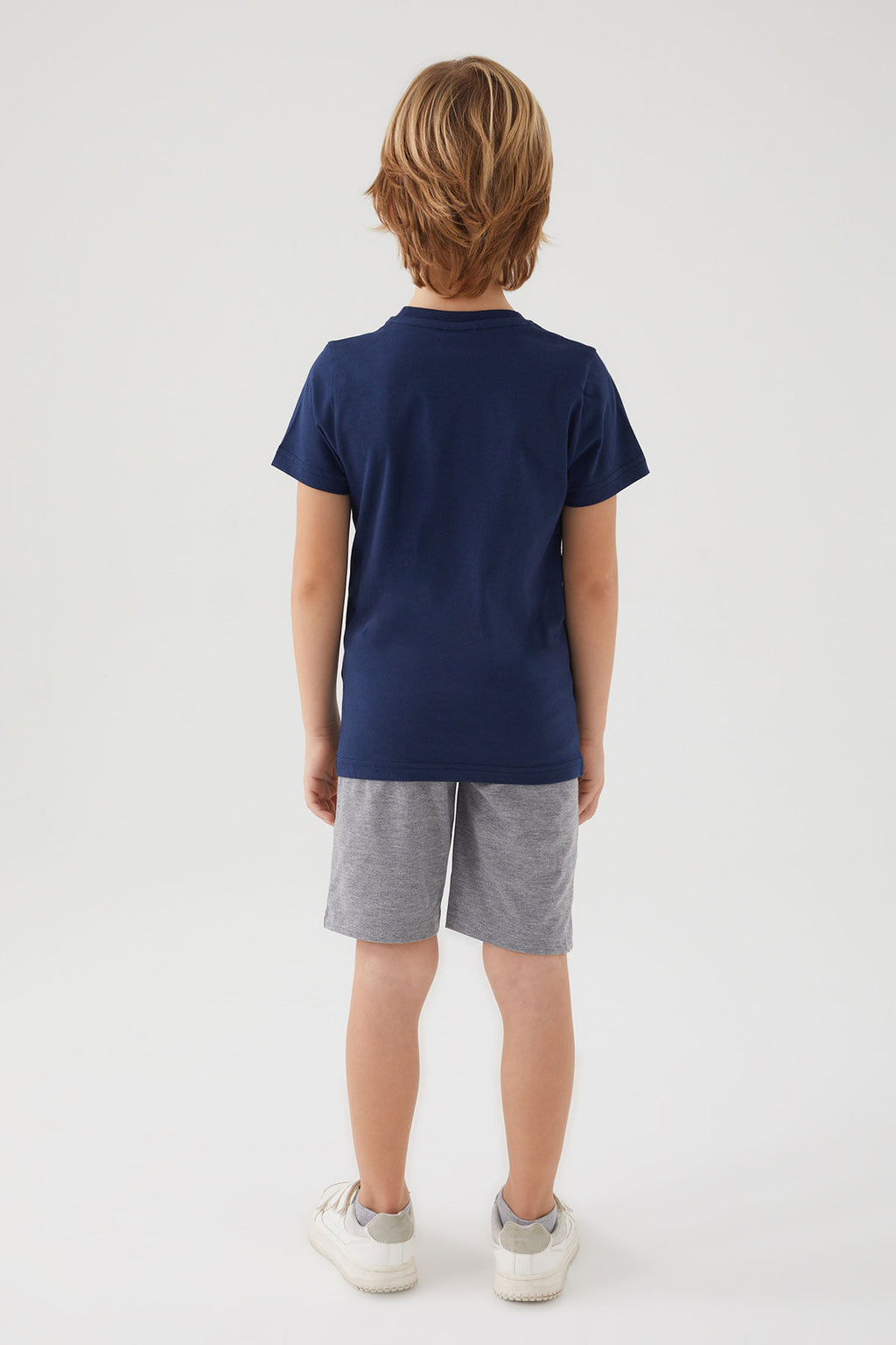 U.S. Polo Assn. Erkek Çocuk Bisiklet Yaka Pigment Baskılı Yazlık Regular Fit Lacivert Bermuda Takım US1369-C-V3