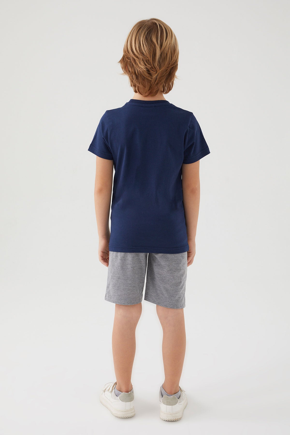 U.S. Polo Assn. Erkek Çocuk Bisiklet Yaka Pigment Baskılı Yazlık Regular Fit Lacivert Bermuda Takım US1369-C-V3