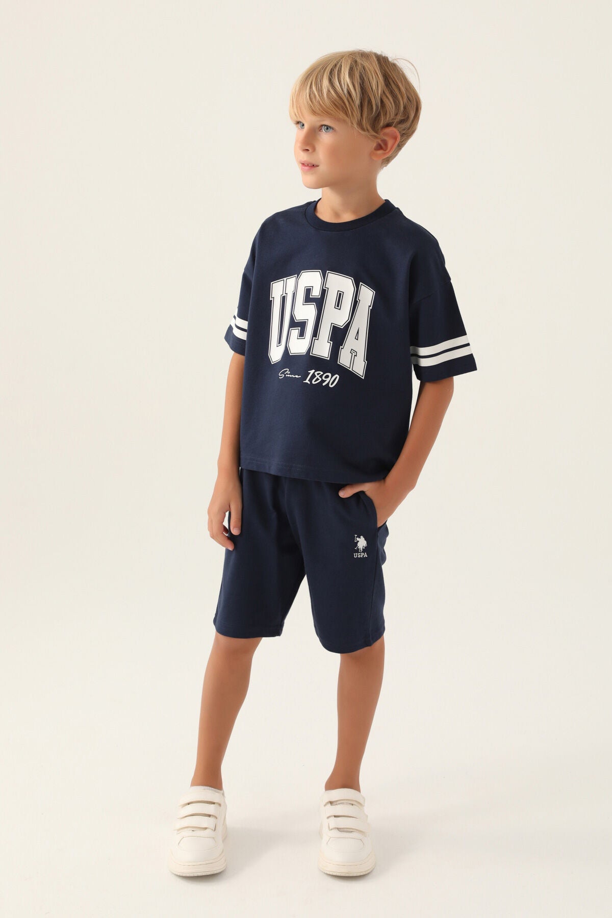 U.S. Polo Assn. Erkek Çocuk Bisiklet Yaka Pigment Baskılı Yazlık Regular Fit Lacivert Bermuda Takım US1709-C-V2 Ürün ana görseli