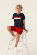 U.S. Polo Assn. Erkek Çocuk Bisiklet Yaka Pigment Baskılı Yazlık Regular Fit Lacivert Bermuda Takım US1764-C-V1