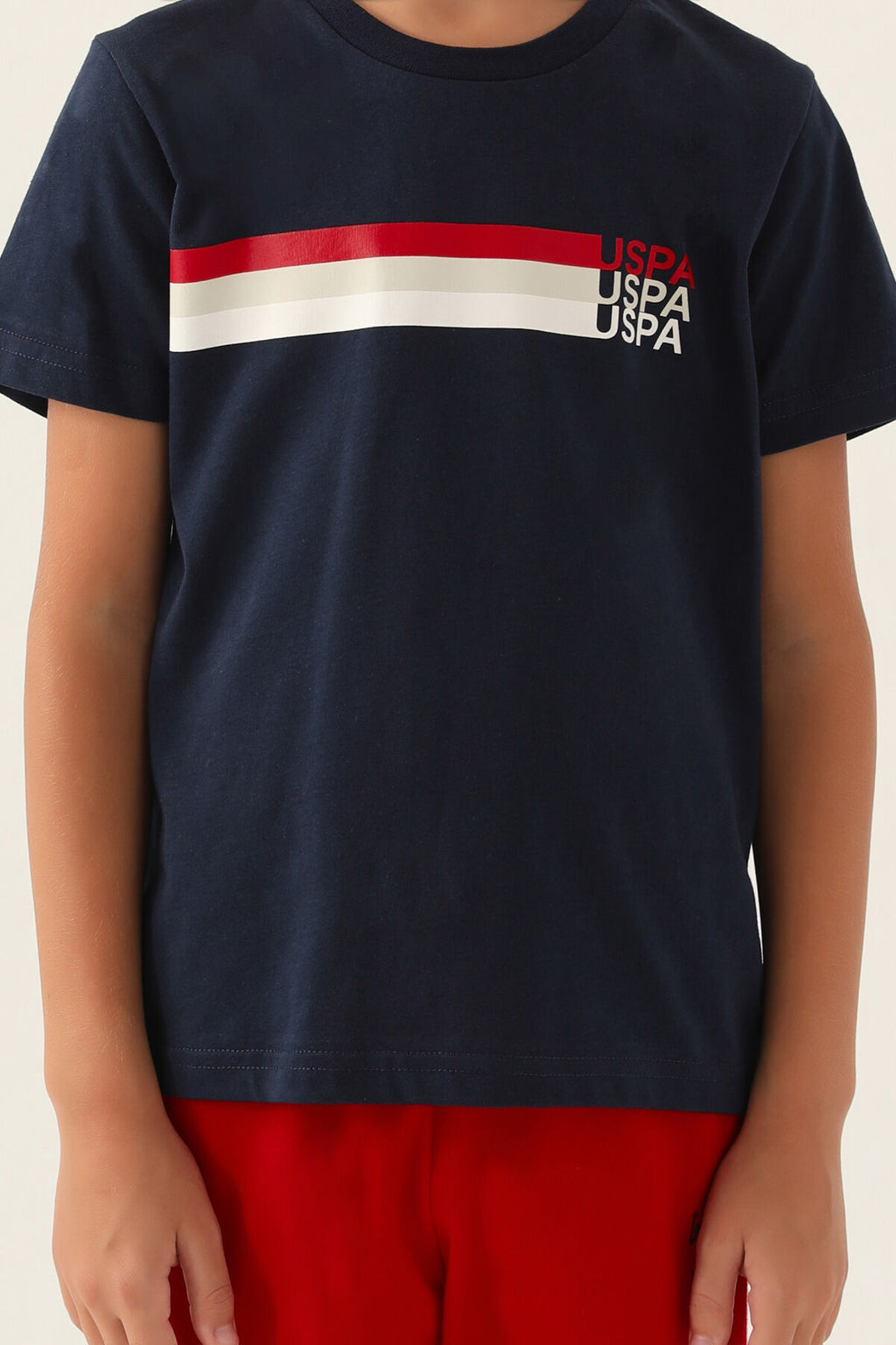 U.S. Polo Assn. Erkek Çocuk Bisiklet Yaka Pigment Baskılı Yazlık Regular Fit Lacivert Bermuda Takım US1764-C-V1