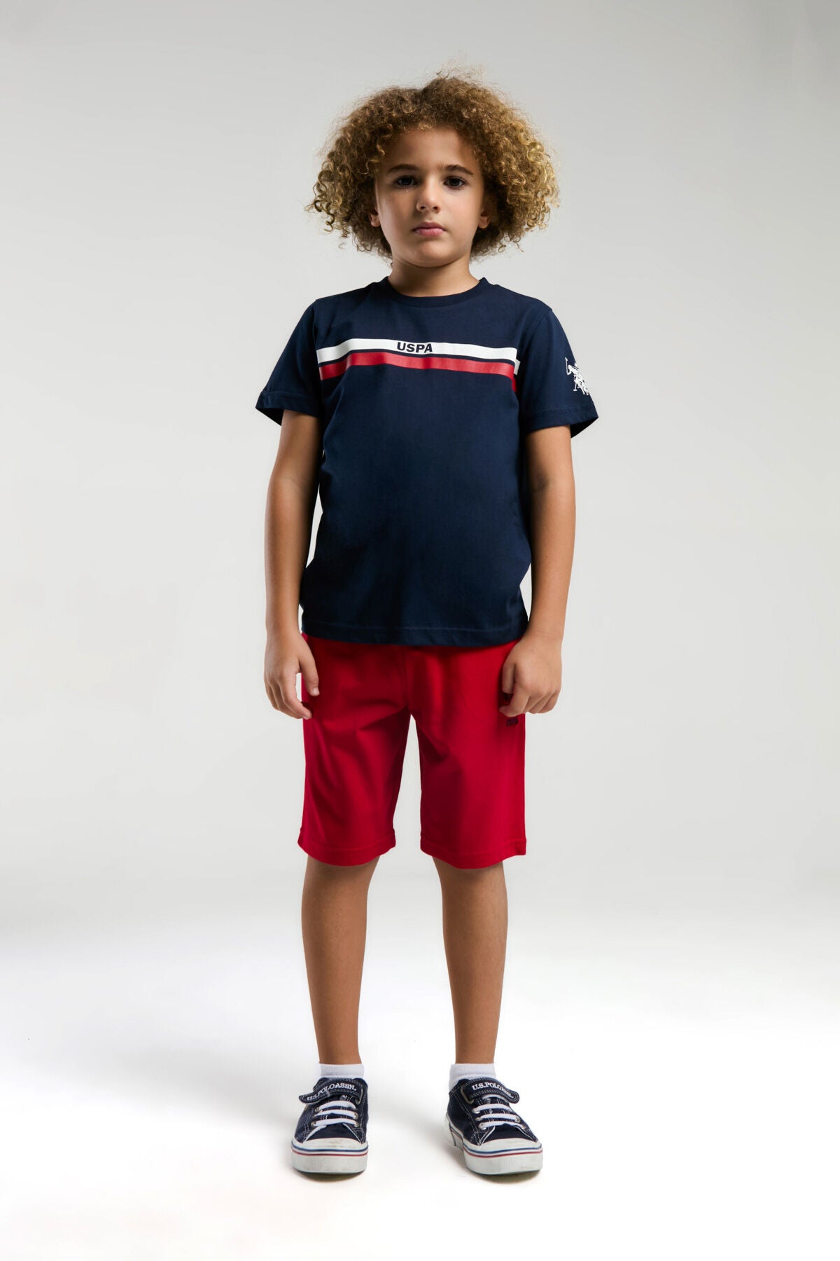 U.S. Polo Assn. Erkek Çocuk Bisiklet Yaka Pigment Baskılı Yazlık Regular Fit Lacivert Bermuda Takım US2020-C-V1 Ürün ana görseli