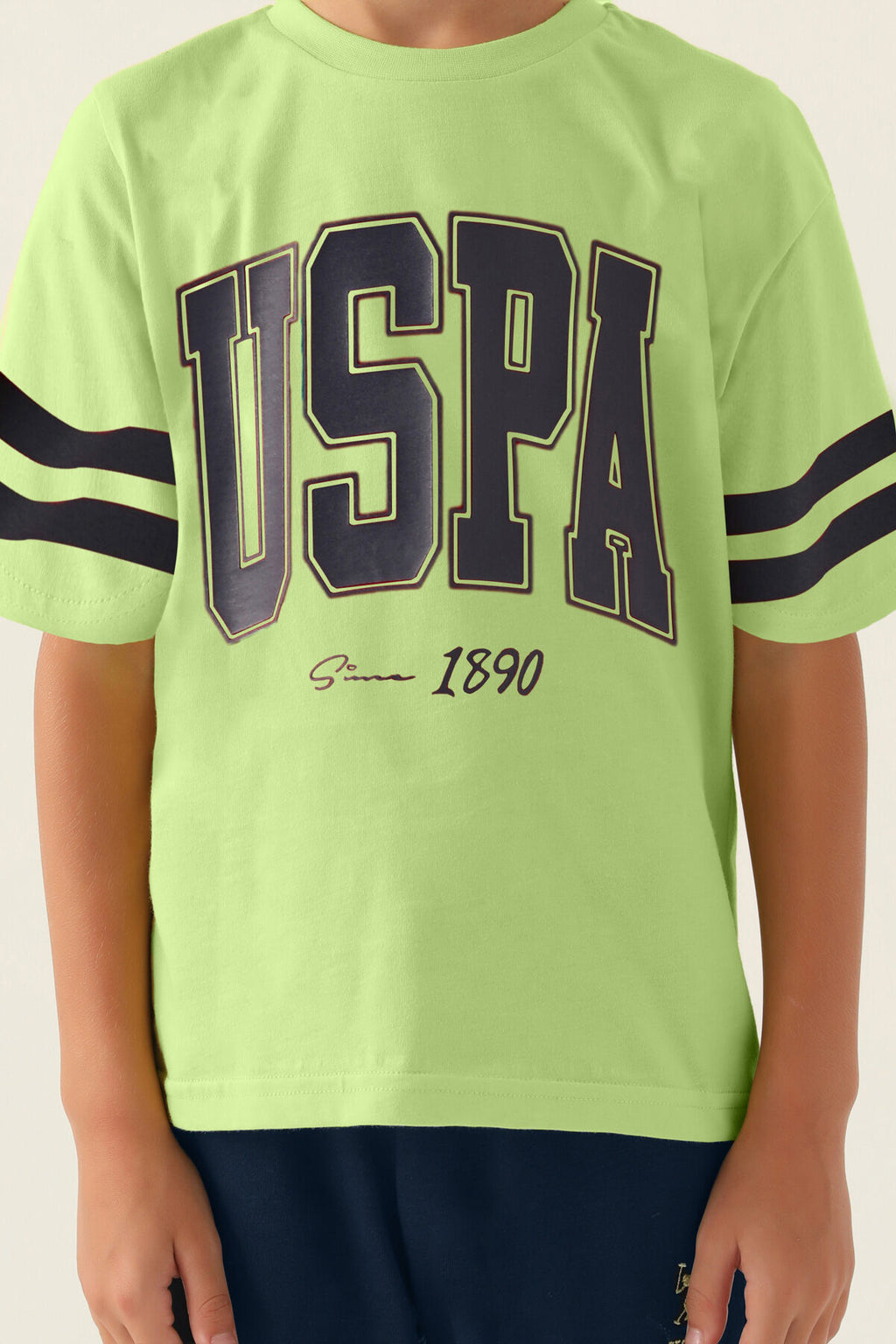 U.S. Polo Assn. Erkek Çocuk Bisiklet Yaka Pigment Baskılı Yazlık Regular Fit Yeşil Bermuda Takım US1709-C-V6