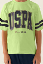 U.S. Polo Assn. Erkek Çocuk Bisiklet Yaka Pigment Baskılı Yazlık Regular Fit Yeşil Bermuda Takım US1709-C-V6