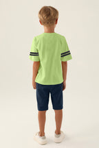 U.S. Polo Assn. Erkek Çocuk Bisiklet Yaka Pigment Baskılı Yazlık Regular Fit Yeşil Bermuda Takım US1709-C-V6