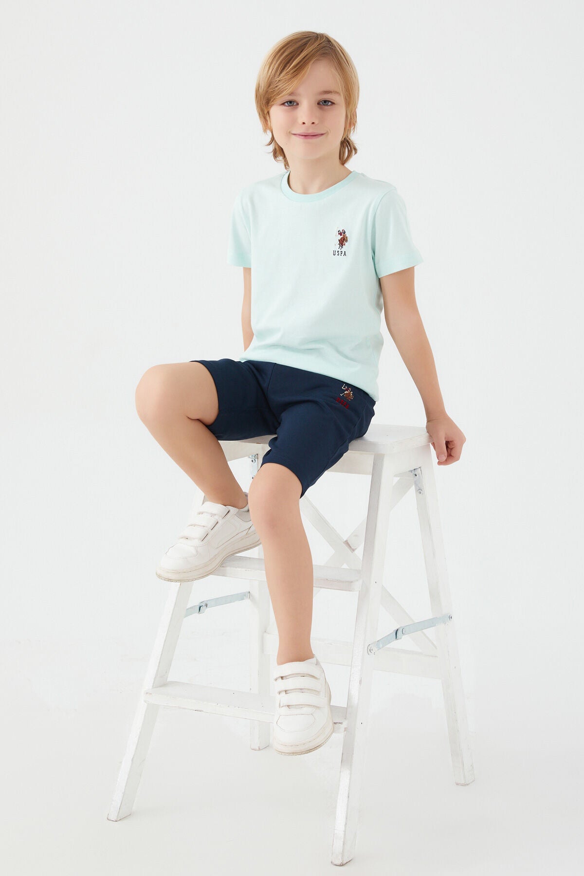 U.S. Polo Assn. Erkek Çocuk Bisiklet Yaka Sargı Nakışlı Yazlık Regular Fit Mor Bermuda Takım US1391-C-V1 Ürün ana görseli