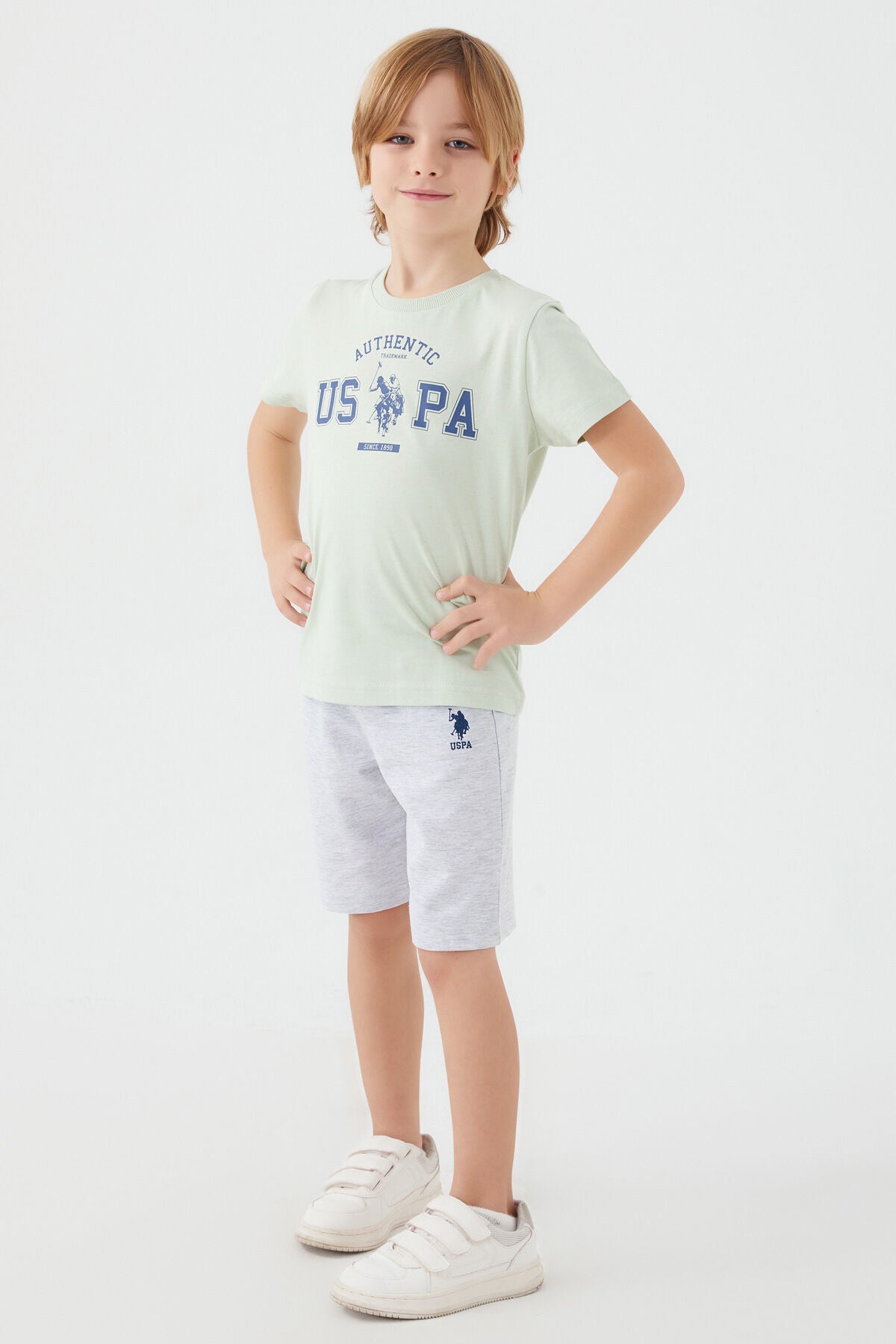 U.S. Polo Assn. Erkek Çocuk Bisiklet Yaka Pigment Baskılı Yazlık Regular Fit Mavi Bermuda Takım US1390-C-V3 Ürün ikincil görseli